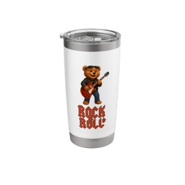 Cool Rock N 'Roll Teddy Bear, I Love Rock Music, Rock & Roll Stainless Steel Insulated Tumbler