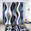 Nkzply 4 Pcs Blue Shower Curtain Black Bathroom Sets with