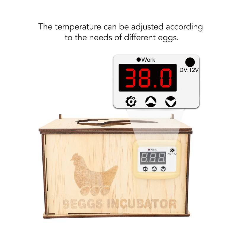 9 Egg Incubator Smart Pine Wood Efficient Thermostat Water Bed