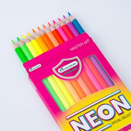 MASTERART Neon Colored Pencils 12 Fluorescent Colors Set for Kids and Adults Coloring