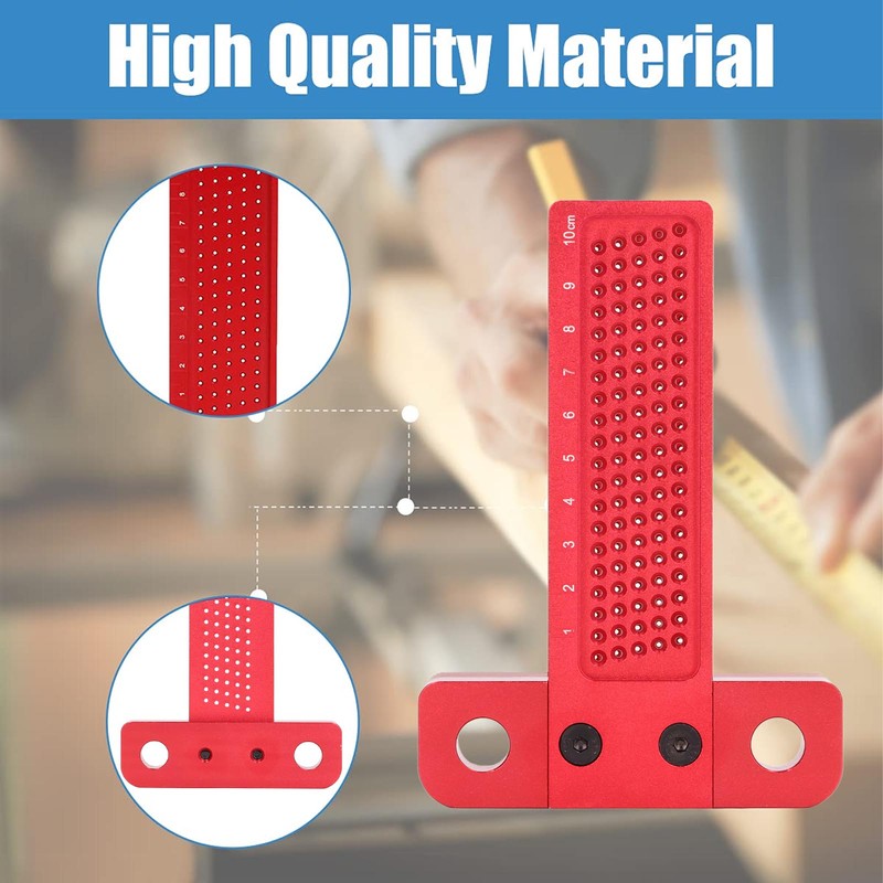 Woodworking Scriber T Square Ruler 100mm Aluminum Alloy Hole Positioning