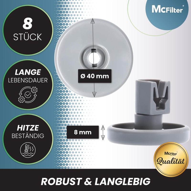 Dishwasher Unterkorbrollen | Contents: 8 Suitable for AEG Favorit Zanussi,