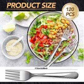 Bokon 120 Pieces Dinner Forks Bulk Set 6.9 Inches Stainless Steel Silverware Durable Table Forks Set for Home Restaurant Kitchen Dishwasher Safe