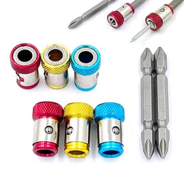 JFOGO 6 Pieces Magnetic Screw Ring With 2 Pieces Ph2 Screwdriver Bit Set,Magnetizer Screw Removable For 1/4 Inch/6.35mm Hex Screwdriver and Power Bits (MIX)