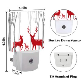FSHVQKD Red Christmas Deer Night Light,Plug-in Nightlights Auto Sensor Night Lamp Dusk-to-Dawn Lamp Home Decor for Nursery Children Girls Boys
