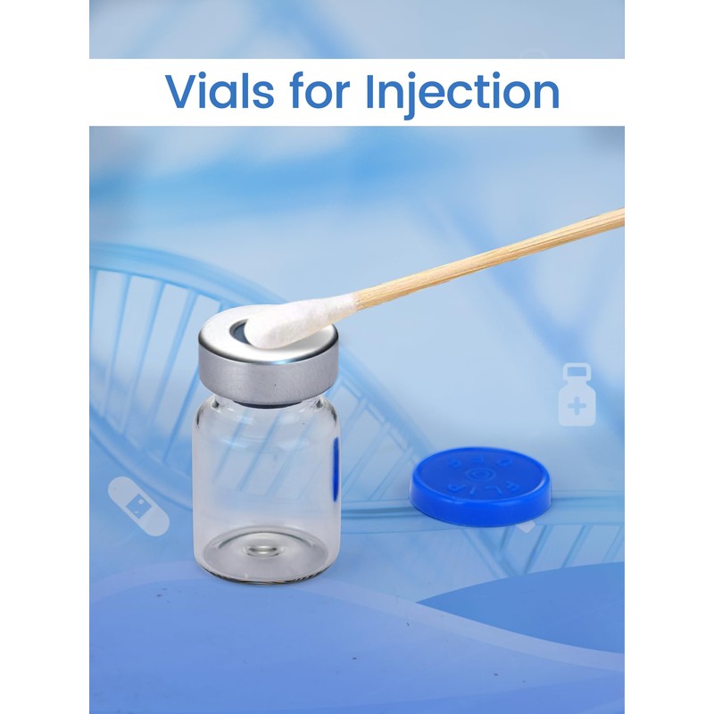 ZWCP 5ml Glass Vials for Injections, Self-Healing Injection Port, Empty