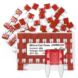 Chanzon 50Pcs UL Listed 10A Mini Blade Fuse ATM/APM 10 Amp 32V Auto Fuses Fast Blow for Automotive Car RV Truck SUV