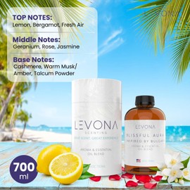 Levona Scent Essential Oil - Fresh Aroma for Home, Office, Hotel & Spa, Perfect in Humidifiers and Diffusers, Luxury Fragrance, With Roses, Geranium, Zesty Lemon Notes - 700ml/ 23 fl oz, Blissful Aura