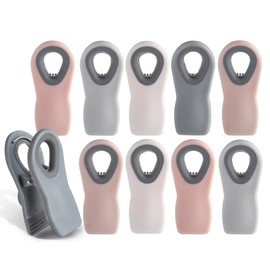 COOK WITH COLOR 10 Pc Bag Clips with Magnet- Food Clips, Chip Clips, Bag Clips for Food Storage with Air Tight Seal Grip for Bread Bags, Snack Bags and Food Bags (Pink and Grey)