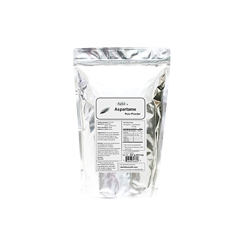 NuSci Aspartame Pure Powder 227 grams (8.0 oz) Low Calorie