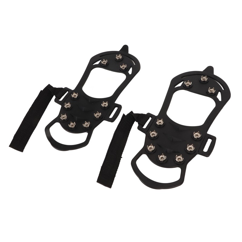 1pair Ice Cleats 10 Teeth Rubber Stainless Steel Foldable Anti