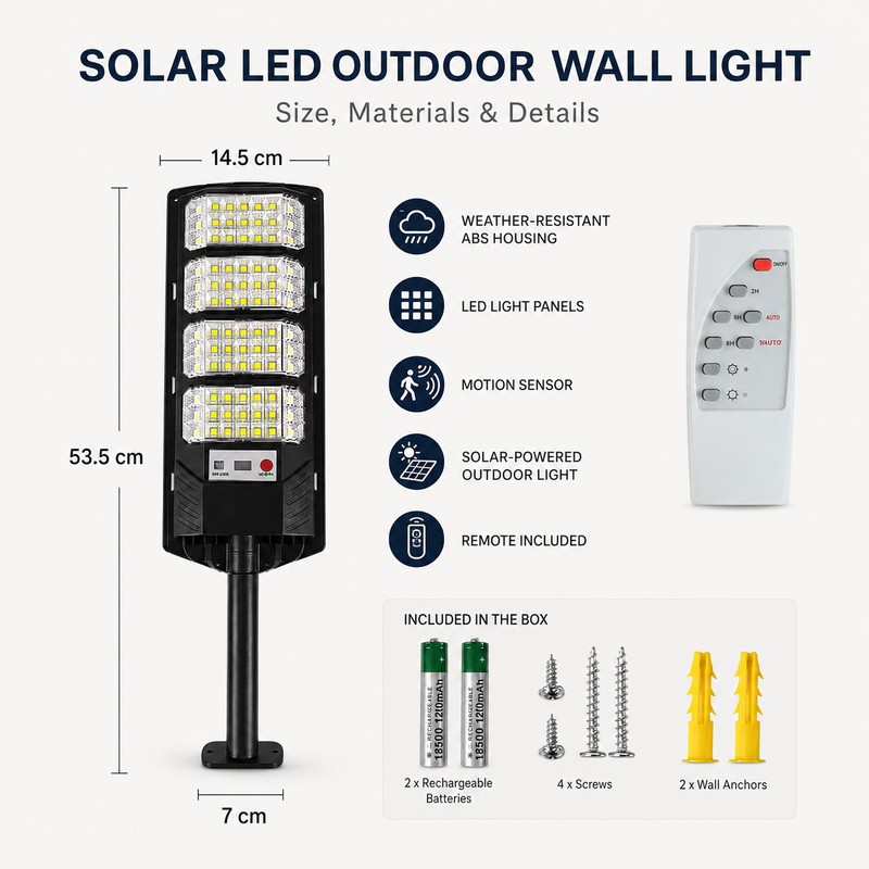 Solar Motion Sensor Wall Light for Outdoor Use – Cordless