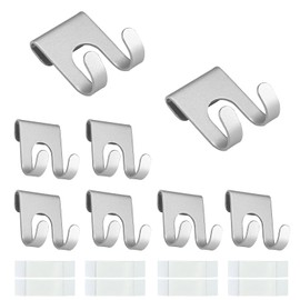 HASLED Pack of 8 Razor Holders for Shower, Silver, No Drilling, Aluminium Hooks for Bathroom, Kitchen & Office, High Load Capacity of the Hook