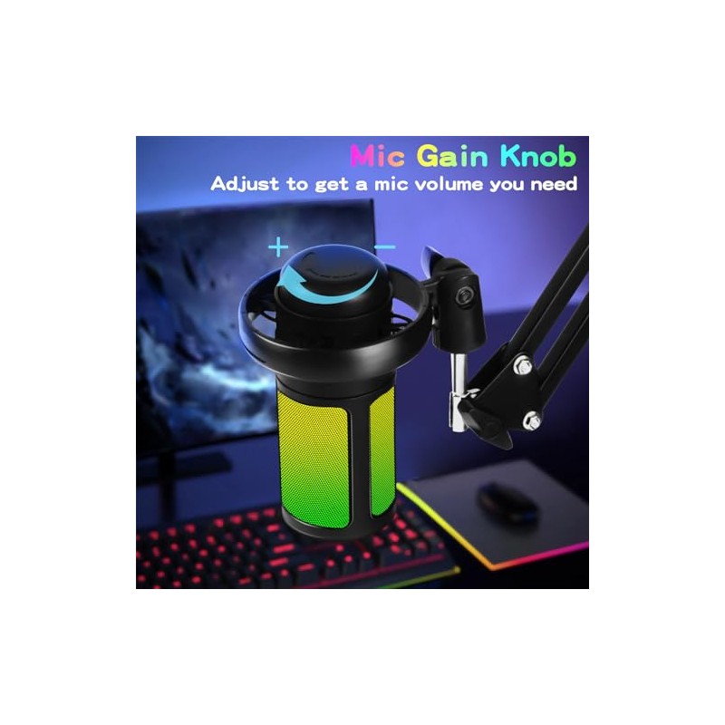KingSom - Micrófono USB Cardioide para juegos para PC, micrófono