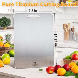 ZYBIDEAL Pure Titanium Cutting Board, Stainless Cutting Boards for Kitchen, Double-Sided Food Grade Chopping for Meat, Vegetable & Fruit (9 * 13)
