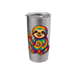 Sloth Tie Dye Rainbow Hippie Peace Retro Stainless Steel Insulated Tumbler