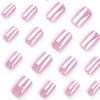 Chrome Pink Press on Nails Medium Square SWEKKE Fake Nails