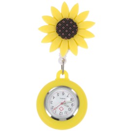 Hemobllo Clip On Watch, Decorative Quartz Fob Pocket Watch with Lovely Sunflower Design, Universal Hanging Watch Brooch Watch for Doctors Students