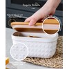 Nucookery Ceramic Butter Dish, Embossed Butter Keeper with Wood Lid