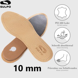 Shoe Insoles Raiser - Leather Heel Wedge Insoles - Insoles Larger for Shoes - Shoe Raiser Heel Raiser - Size 37/38 - Height 1 cm