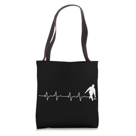 Heartbeat EKG Curling Curler Broom Rock Sweeping Ice Curl Tote Bag