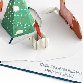 Lovepop Christmas Pop-Up Card for Her and Him - 3D Greeting Cards for Boys, Girls, Men, Women - Peace & Joy Woodland Gathering - 5" x 7" Card - Blank Note Card & Envelope Included