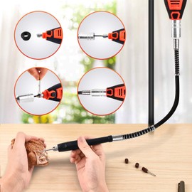 GOXAWEE Rotary Tool Kit with 180 Rotary Tool Accessories & Flex Shaft & Universal Collet, 5 Variable Speed Rotary Multi-Tool, Mini Electric Drill Set for Crafting DIY Project(Orange)