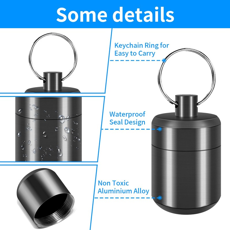 Pill Keychain Holder- Small Pill Box Waterproof Pills Fob Organizer