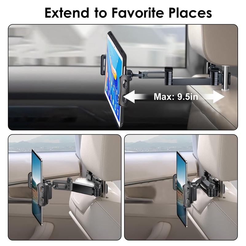 Linkstyle Tablet Holder Car Headrest, Universal 360° Rotation Phone Headrest