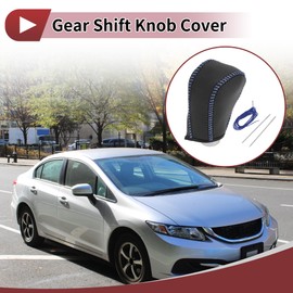 HEROFFIX 1 Pc Gear Shift Knob Cover for Honda CR-V 2012-2014 Stick Shifting Handle Protector Black Blue Faux Leather