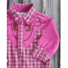 4Rodeo Baby Toddler Western Pink Plaid Cowboy Bodysuit Shirt (0-6
