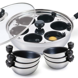 Eggssentials Poached Egg Maker Stainless Steel Egg Poacher Pan Food Grade Safe PFOA Free with Spatula