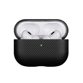 Haobobro Handcrafted for AirPods Pro 2 Leather Case Cover | Not for AirPods Pro (1st Gen) - AirPods Pro 2nd Generation Leather Case - Carbon Fiber Style Vegan Leather Case - Black