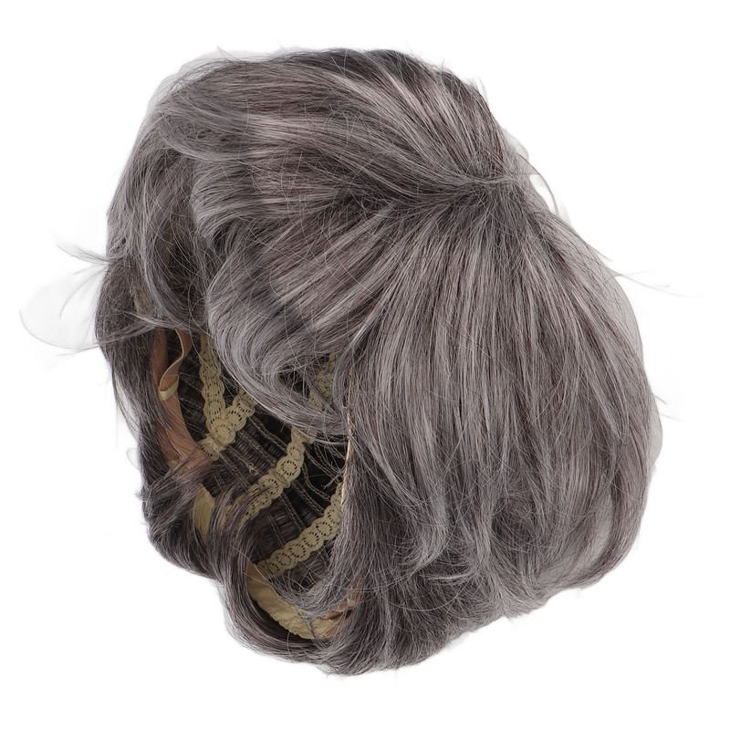 Men Gray Short Wig Heat Resistant Synthetic Multipurpose Adjustable Layered