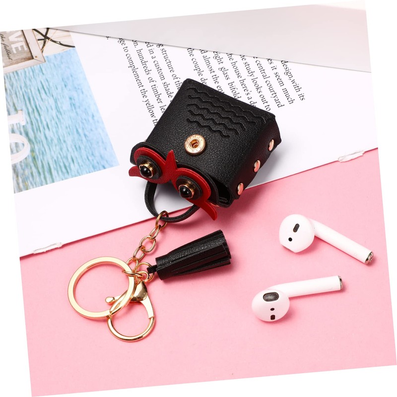 TEHAUX Owl Earbud Bag with Keychain Cute Cartoon Earphone Organizer