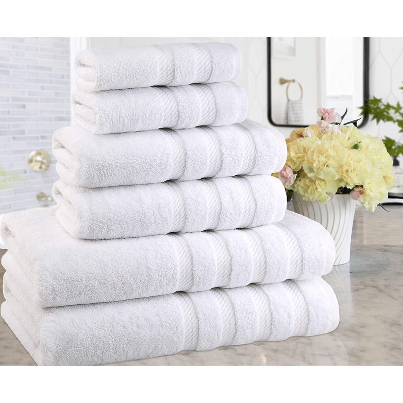 American Soft Linen 100% Carde Cotton 6 Piece Towel Set,