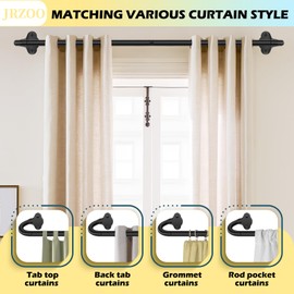 JRZOO Wrap Around Curtain Rods,Curtain Rods for Windows 18 to 60 Inch(1.5-5 Feet),5/8" Adjustable Room Darkening Blackout Curtain Rod,Heavy Duty Celling Curtain Rod,Curved Curtain Rod 18-60",Black