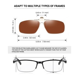 TERAISE Polarized Clip-on Sunglasses with Flip up Function Suitable Driving Sports(Brown)