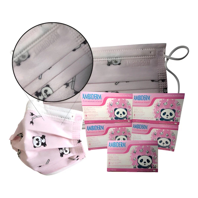 Ambiderm 250 Cubre Bocas Tricapa Infantil Niños Termosellado