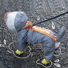 VIRIDIANA Impermeable para Perro con Capucha EVA, Impermeable para Perros Pequeños y Medianos con Rayas Reflectantes y Cubre Cola, Ajustable, 360° Impermeable, Medium