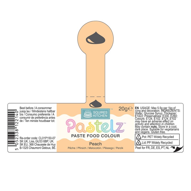 Squires Kitchen PASTELZ Pastel Food Colouring Paste - Peach 20g