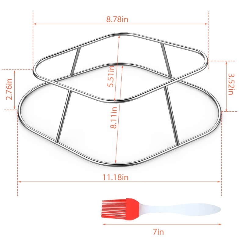 Durable Stainless Steel Chicken&Turkey Roasting Rack with Brush, 2 in