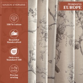 Maison d' Hermine 100% Cotton Curtain - 50"x96" Decorative Curtain - Aesthetic Curtains for Farmhouse, Kitchen & Bedroom - for Spring & Summer - Turin Collection
