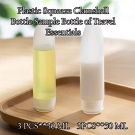 AKOAK 6 Pcs Plastic Empty Squeeze Bottle, 30ml+50ml Clear Extrudable Makeup Sample Container, for Moisturizer, Shampoo and Conditioner, Body Wash, Cleanser, Lotion, Makeup Sample, Ideal for Travel