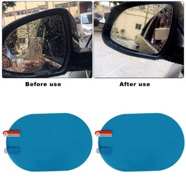 2Pcs Espejo Retrovisor Película, Película Impermeable Espejo Retrovisor Anti Niebla Anti Deslumbramiento Anti arañazos Anti lluvia HD Nano Transparente Película Adhesiva Protectora