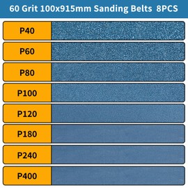 Sanding Belt 100 x 915 mm, 8PCS Belt Sander Sanding Belts 60 Grit for Polishing Metal, Wood