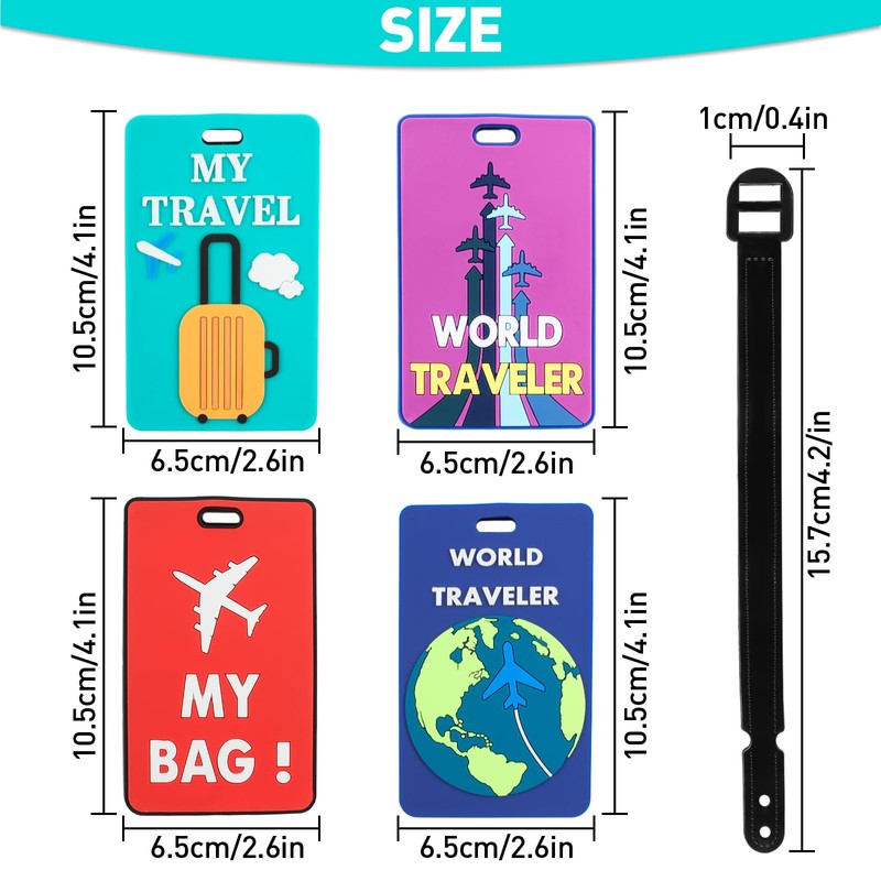 TamBee Luggage Tags 4pcs Suitcases Luggage Tags Labels Travel Suitcase