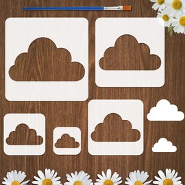 FINGERINSPIRE 5 Cloud Stencils with Brush, 5 Sizes, Clouds Painting Stencils, Reusable PET Autumn Clouds, Home Stencil, Fantasy Themes, Decoration Template for Painting on Wooden Walls and Furniture
