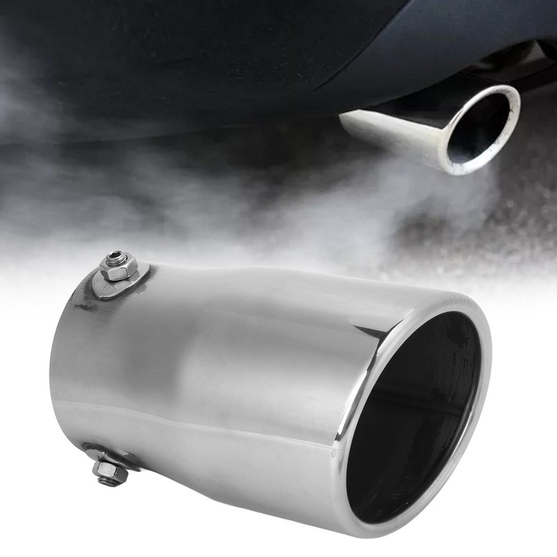 Silver Universal Exhaust Muffler Stainless Steel Exhaust Tip 76mm/2.99in Inlet
