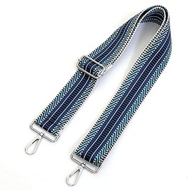 Jacquard Woven Bag Strap | Blue Colourful Stripes | Adjustable | Changing Bag Straps, Blue, silver, various